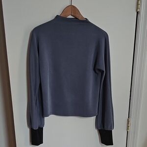 Blue Long Sleeve Top with Black Cuffs